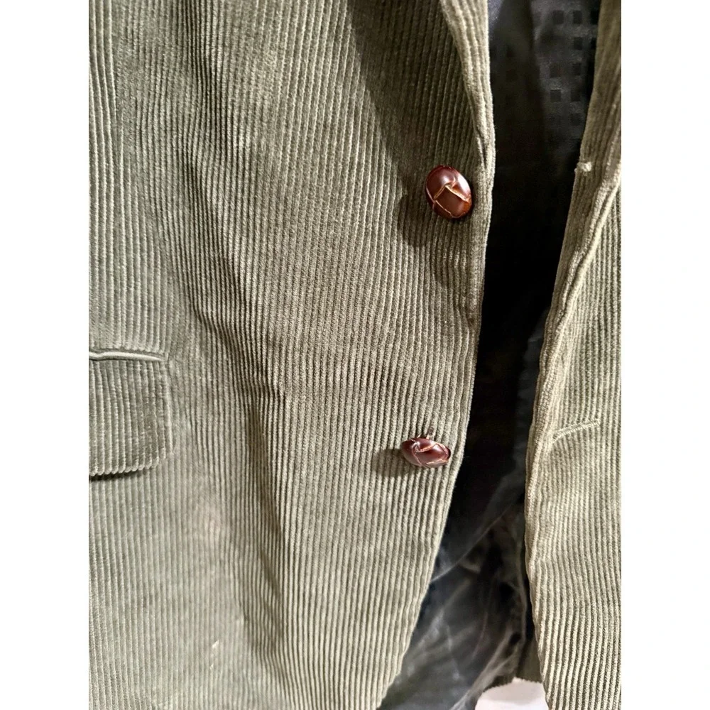 VTG Olive Corduroy Sport Coat Men's 44R  Jacket Elbow Patches Roundtree & Yorke